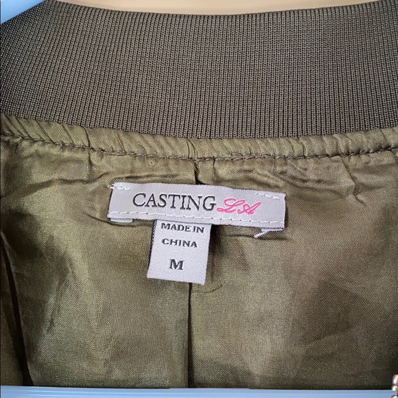 Olive Green Bomber Jacket with Gold embroidery - Picture 5 of 5